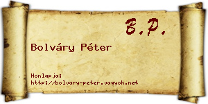 Bolváry Péter névjegykártya