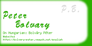 peter bolvary business card